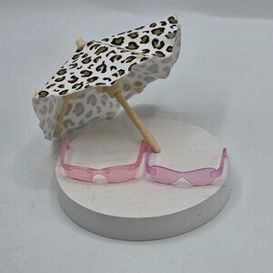 Bratz Doll Accessories: Pink & Light Pink Sunglasses With Leopard Print Umbrella